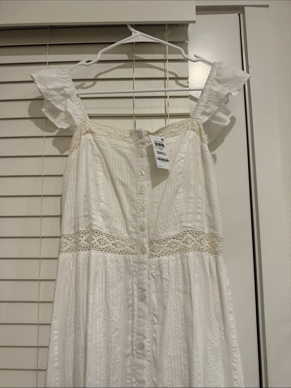100% Cotton White Eyelet Button-Front Sundress